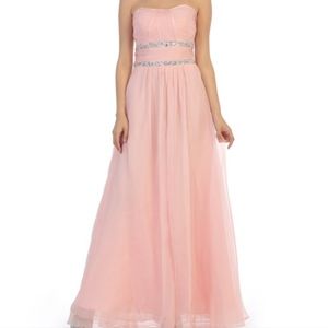 May Queen Blush Strapless Beaded Gown